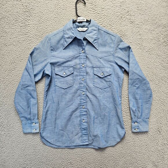 Wrangler Other - Vintage Wrangler Shirt Mens Size 36 Blue Long Sleeves Button Up USA Made